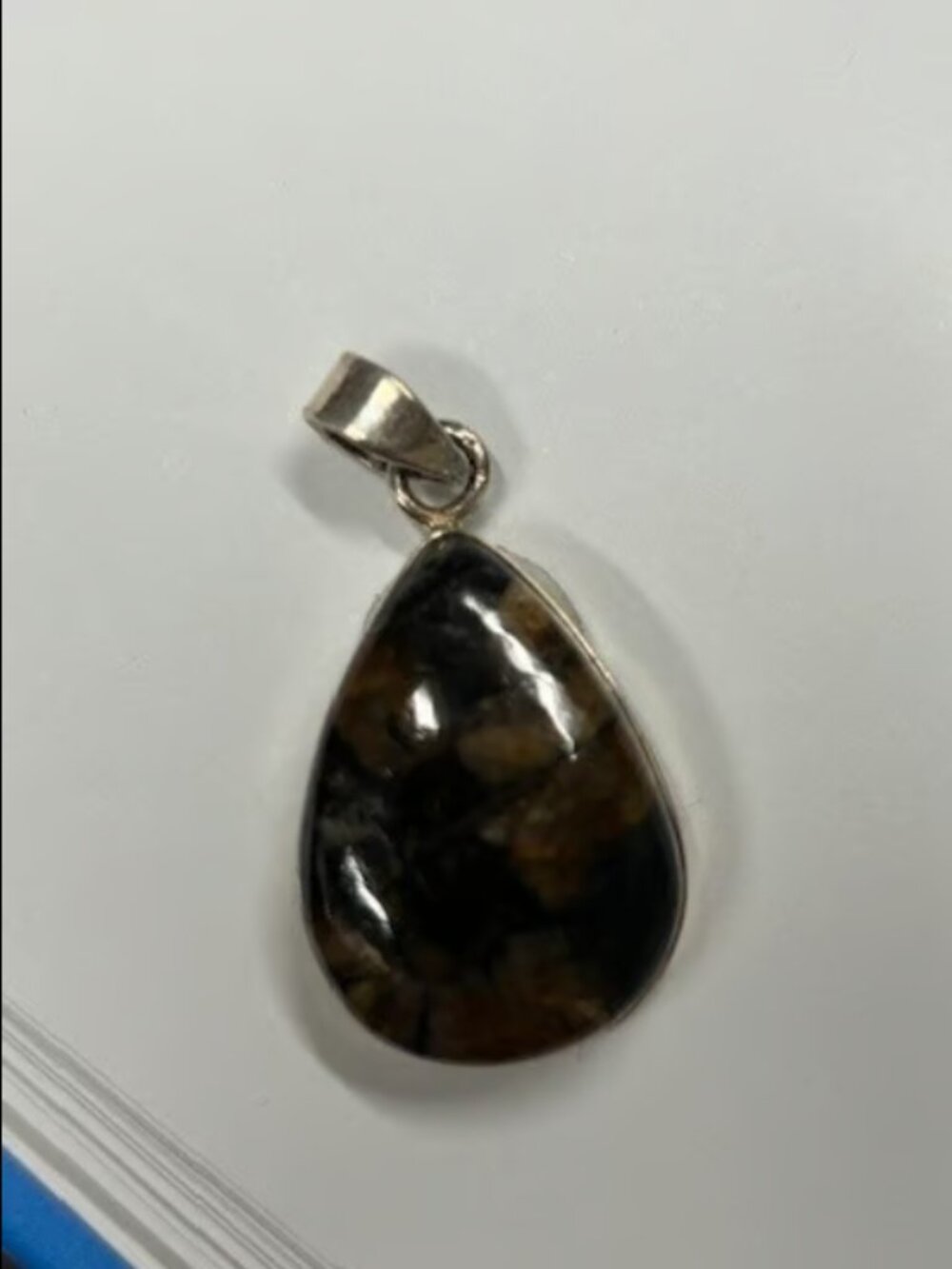 925 Sterling Silver Moss Agate Pendant